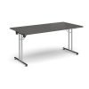 Rectangular folding leg table with chrome legs and straight foot rails 1600mm x 800mm - Onyx Grey - SFL1600-C-OG