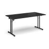 Rectangular folding leg table with black legs and straight foot rails 1600mm x 800mm - Black - SFL1600-K-BK