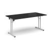 Rectangular folding leg table with white legs and straight foot rails 1600mm x 800mm - Black - SFL1600-WH-BK