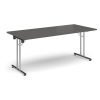 Rectangular folding leg table with chrome legs and straight foot rails 1800mm x 800mm - Onyx Grey - SFL1800-C-OG