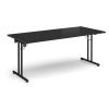 Rectangular folding leg table with black legs and straight foot rails 1800mm x 800mm - Black - SFL1800-K-BK