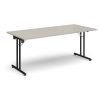 Rectangular folding leg table with black legs and straight foot rails 1800mm x 800mm - Light Grey - SFL1800-K-LG