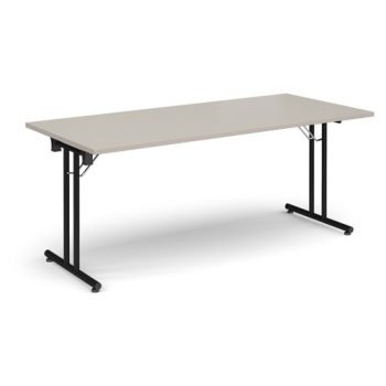 Rectangular folding leg table with black legs and straight foot rails 1800mm x 800mm - Light Grey - SFL1800-K-LG