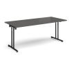 Rectangular folding leg table with black legs and straight foot rails 1800mm x 800mm - Onyx Grey - SFL1800-K-OG