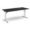Rectangular folding leg table with white legs and straight foot rails 1800mm x 800mm - Black - SFL1800-WH-BK