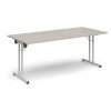 Rectangular folding leg table with white legs and straight foot rails 1800mm x 800mm - Light Grey - SFL1800-WH-LG