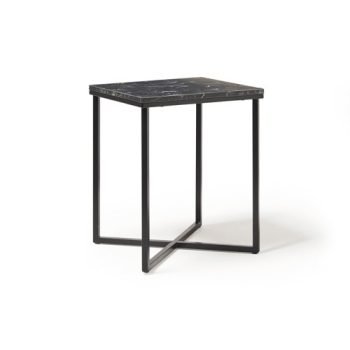 Siano square side table with a black steel frame and Lotus wood top - SIS450