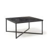 Siano large square coffee table with a black steel frame and Lotus wood top - SIS800