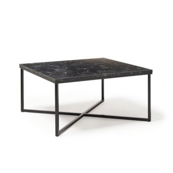 Siano large square coffee table with a black steel frame and Lotus wood top - SIS800