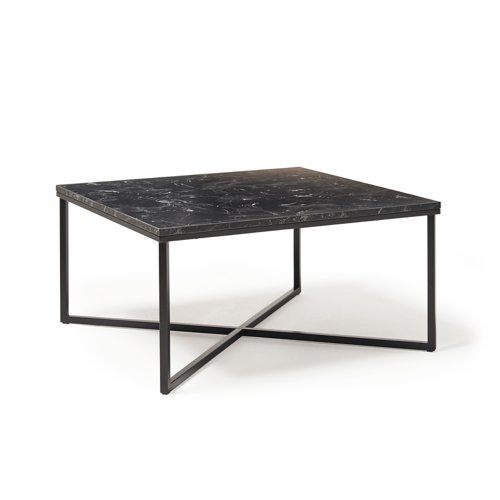 Siano large square coffee table with a black steel frame and Lotus wood top - SIS800