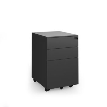Steel 3 drawer wide mobile pedestal - black - SMP3-K