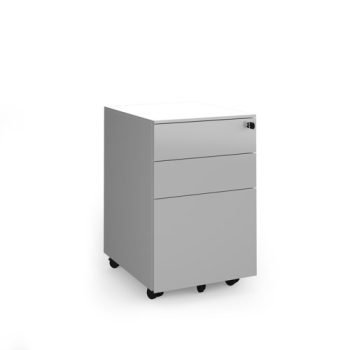 Steel 3 drawer wide mobile pedestal - silver - SMP3-S