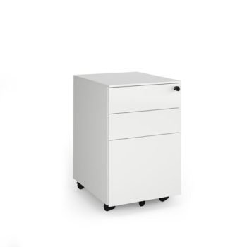 Steel 3 drawer wide mobile pedestal - white - SMP3-WH