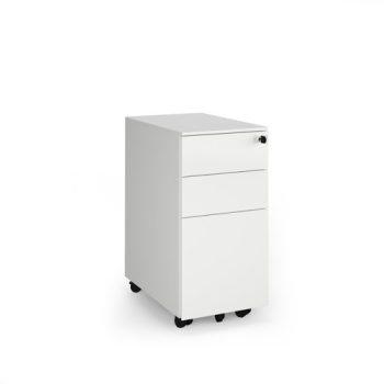 Steel 3 drawer narrow mobile pedestal - white - SMPN3-WH