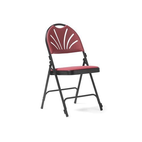 Spira steel folding chair with burgundy fabric seat and matching back - 4 Units per box - SPA100-K-BU