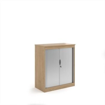 Systems horizontal tambour door cupboard 1200mm high - Kendal Oak - ST12KO