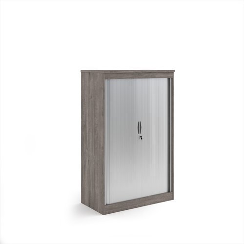 Systems horizontal tambour door cupboard 1600mm high - Grey Oak - ST16GO