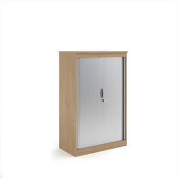 Systems horizontal tambour door cupboard 1600mm high - Kendal Oak - ST16KO