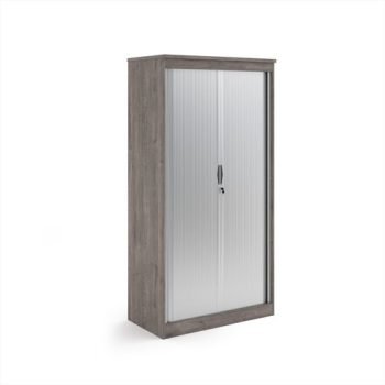 Systems horizontal tambour door cupboard 2000mm high - Grey Oak - ST20GO