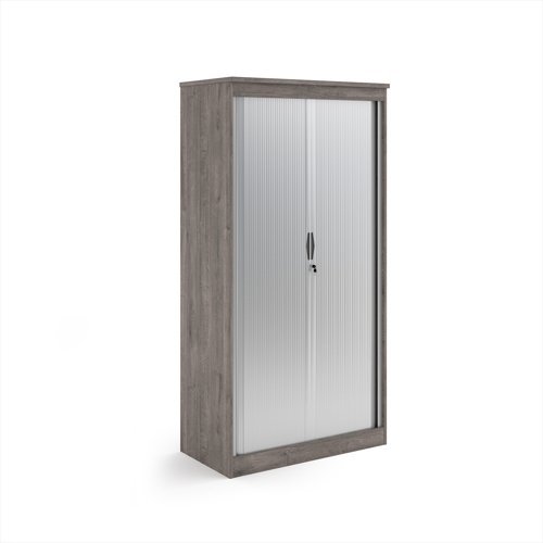 Systems horizontal tambour door cupboard 2000mm high - Grey Oak - ST20GO