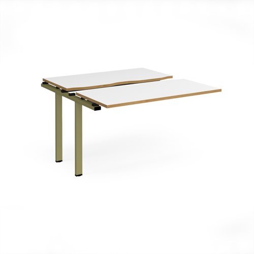 Adapt sliding top add on unit single 1200mm x 1200mm - green frame White Top oak edge - STE1212-AB-GN-WO