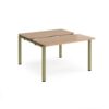 Adapt sliding top back to back desks 1200mm x 1200mm - green frame Beech top - STE1212-GN-B