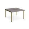 Adapt sliding top back to back desks 1200mm x 1200mm - green frame Grey Oak Top - STE1212-GN-GO
