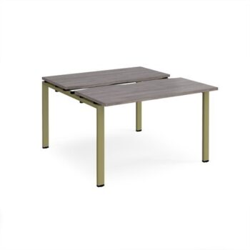 Adapt sliding top back to back desks 1200mm x 1200mm - green frame Grey Oak Top - STE1212-GN-GO