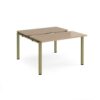Adapt sliding top back to back desks 1200mm x 1200mm - green frame Kendal Oak Top - STE1212-GN-KO