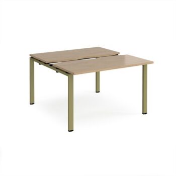 Adapt sliding top back to back desks 1200mm x 1200mm - green frame Kendal Oak Top - STE1212-GN-KO