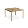 Adapt sliding top back to back desks 1200mm x 1200mm - green frame Oak Top - STE1212-GN-O