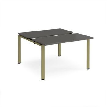 Adapt sliding top back to back desks 1200mm x 1200mm - green frame storm grey top - STE1212-GN-OG