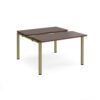 Adapt sliding top back to back desks 1200mm x 1200mm - green frame Walnut top - STE1212-GN-W