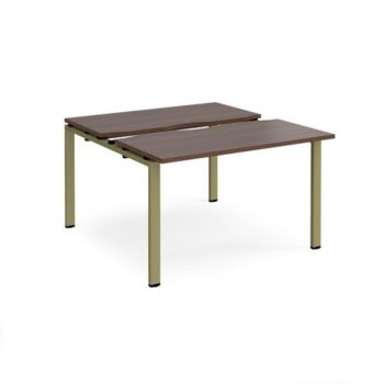Adapt sliding top back to back desks 1200mm x 1200mm - green frame Walnut top - STE1212-GN-W