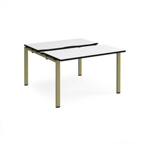 Adapt sliding top back to back desks 1200mm x 1200mm - green frame White Top black edge - STE1212-GN-WK