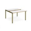 Adapt sliding top back to back desks 1200mm x 1200mm - green frame White Top oak edge - STE1212-GN-WO