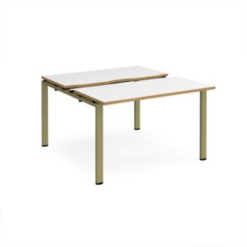 Adapt sliding top back to back desks 1200mm x 1200mm - green frame White Top oak edge - STE1212-GN-WO