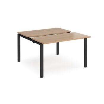 Adapt sliding top back to back desks 1200mm x 1200mm - black frame Beech top - STE1212-K-B