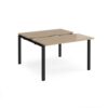Adapt sliding top back to back desks 1200mm x 1200mm - black frame Kendal Oak Top - STE1212-K-KO