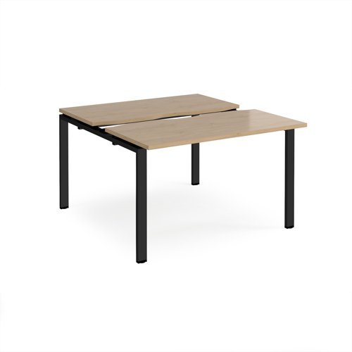 Adapt sliding top back to back desks 1200mm x 1200mm - black frame Kendal Oak Top - STE1212-K-KO