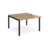 Adapt sliding top back to back desks 1200mm x 1200mm - black frame Oak Top - STE1212-K-O