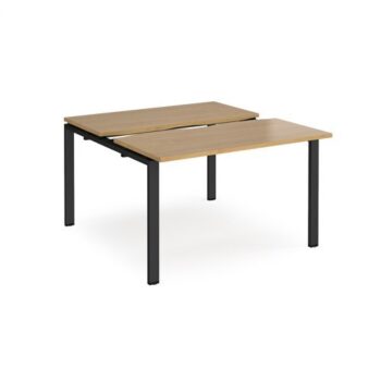 Adapt sliding top back to back desks 1200mm x 1200mm - black frame Oak Top - STE1212-K-O