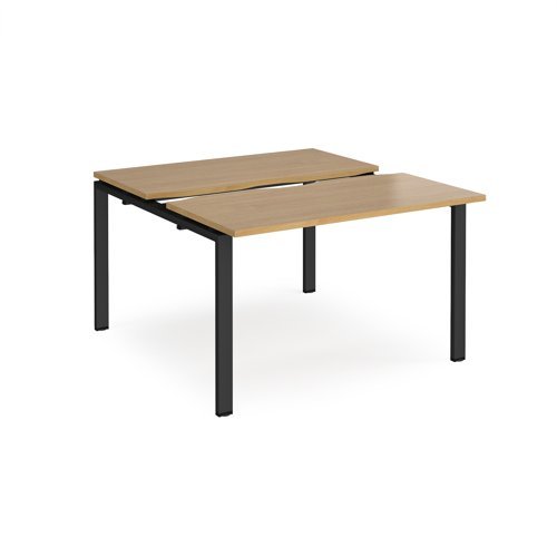 Adapt sliding top back to back desks 1200mm x 1200mm - black frame Oak Top - STE1212-K-O