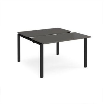 Adapt sliding top back to back desks 1200mm x 1200mm - black frame storm grey top - STE1212-K-OG
