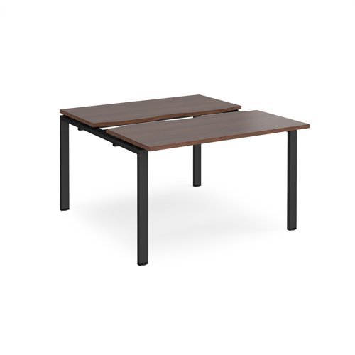 Adapt sliding top back to back desks 1200mm x 1200mm - black frame Walnut top - STE1212-K-W