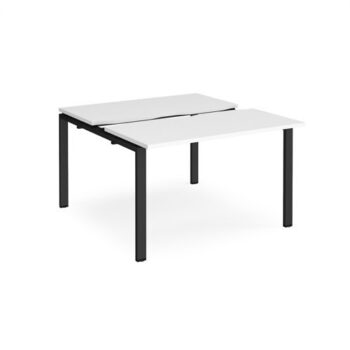 Adapt sliding top back to back desks 1200mm x 1200mm - black frame White Top - STE1212-K-WH