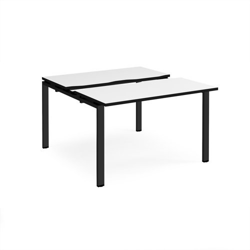 Adapt sliding top back to back desks 1200mm x 1200mm - black frame White Top black edge - STE1212-K-WK