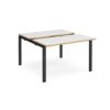 Adapt sliding top back to back desks 1200mm x 1200mm - black frame White Top with oak edging - STE1212-K-WO