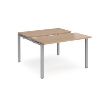 Adapt sliding top back to back desks 1200mm x 1200mm - silver frame Beech top - STE1212-S-B