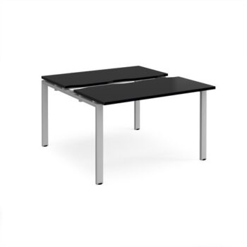 Adapt sliding top back to back desks 1200mm x 1200mm - silver frame black top - STE1212-S-BK